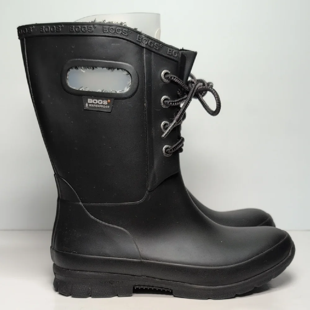 Bogs black amanda plush insulated waterproof rain boot women's size 6 EU 37